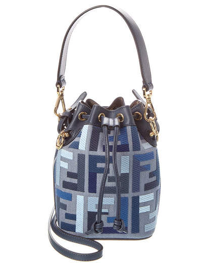 Fendi Mon Tresor Mini Canvas & Leather Bucket Bag