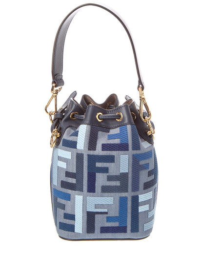 Fendi Mon Tresor Mini Canvas & Leather Bucket Bag