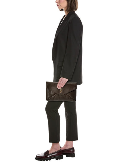 Saint Laurent Cassandre Large Leather Envelope Pouch