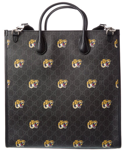 Gucci Interlocking G Gg Supreme Canvas & Leather Tote