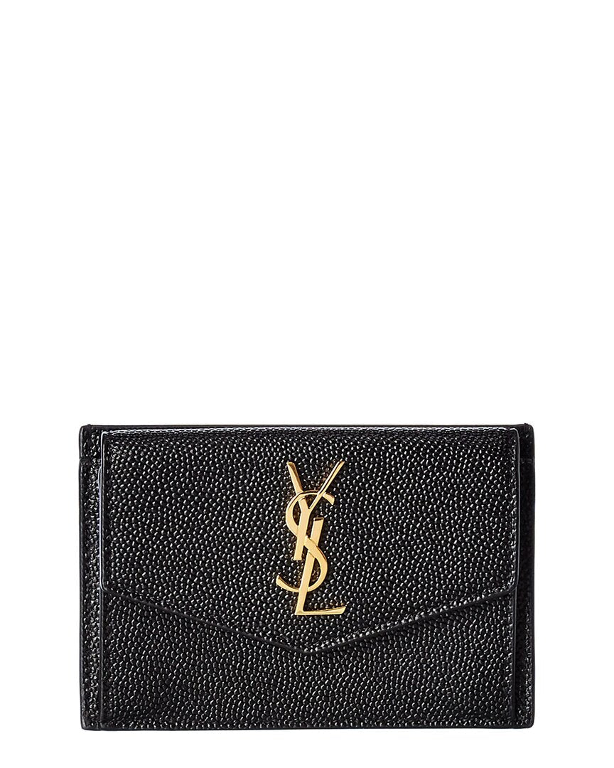 Saint Laurent Uptown Leather Card Case, Black
