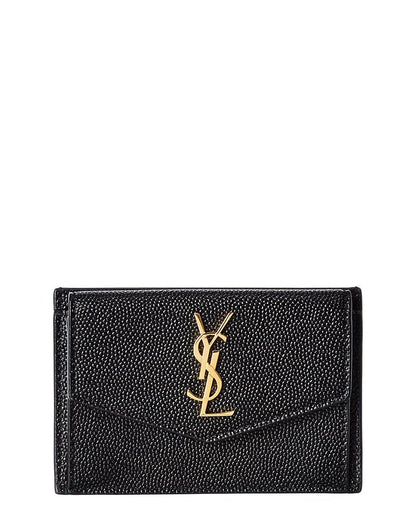 Saint Laurent Uptown Leather Card Case, Black
