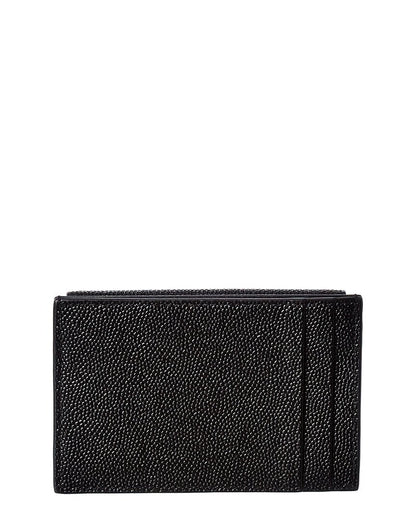 Saint Laurent Uptown Leather Card Case, Black
