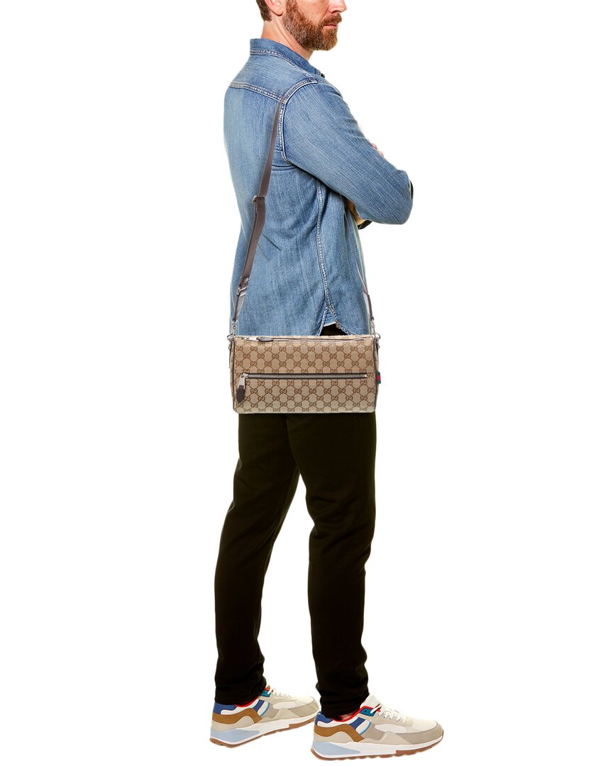 Gucci Small Gg Canvas Cylinder Bag