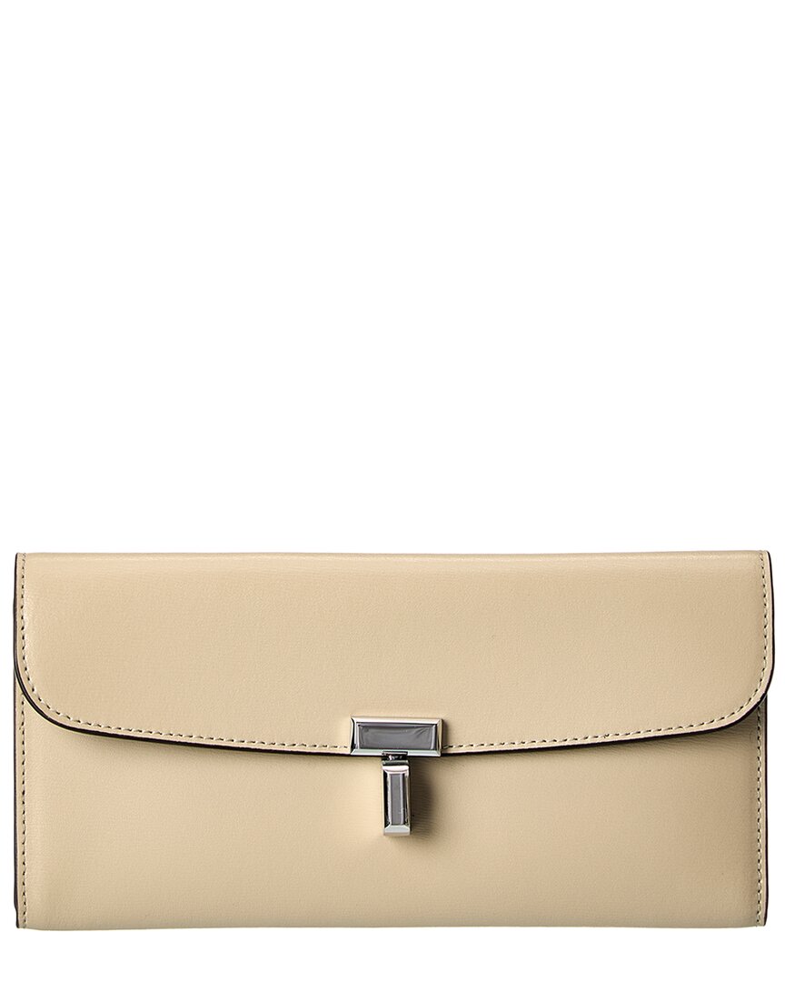 Toteme T-Lock Fold-Over Leather Continental Wallet