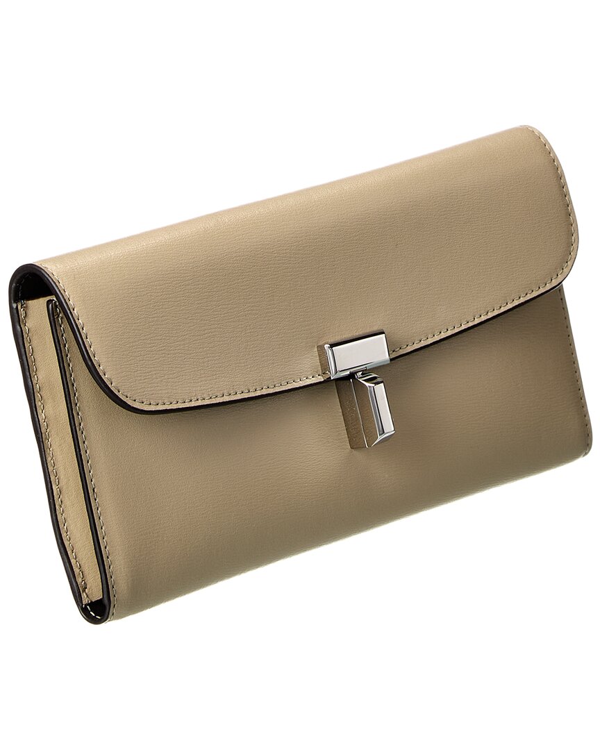 Toteme T-Lock Fold-Over Leather Continental Wallet
