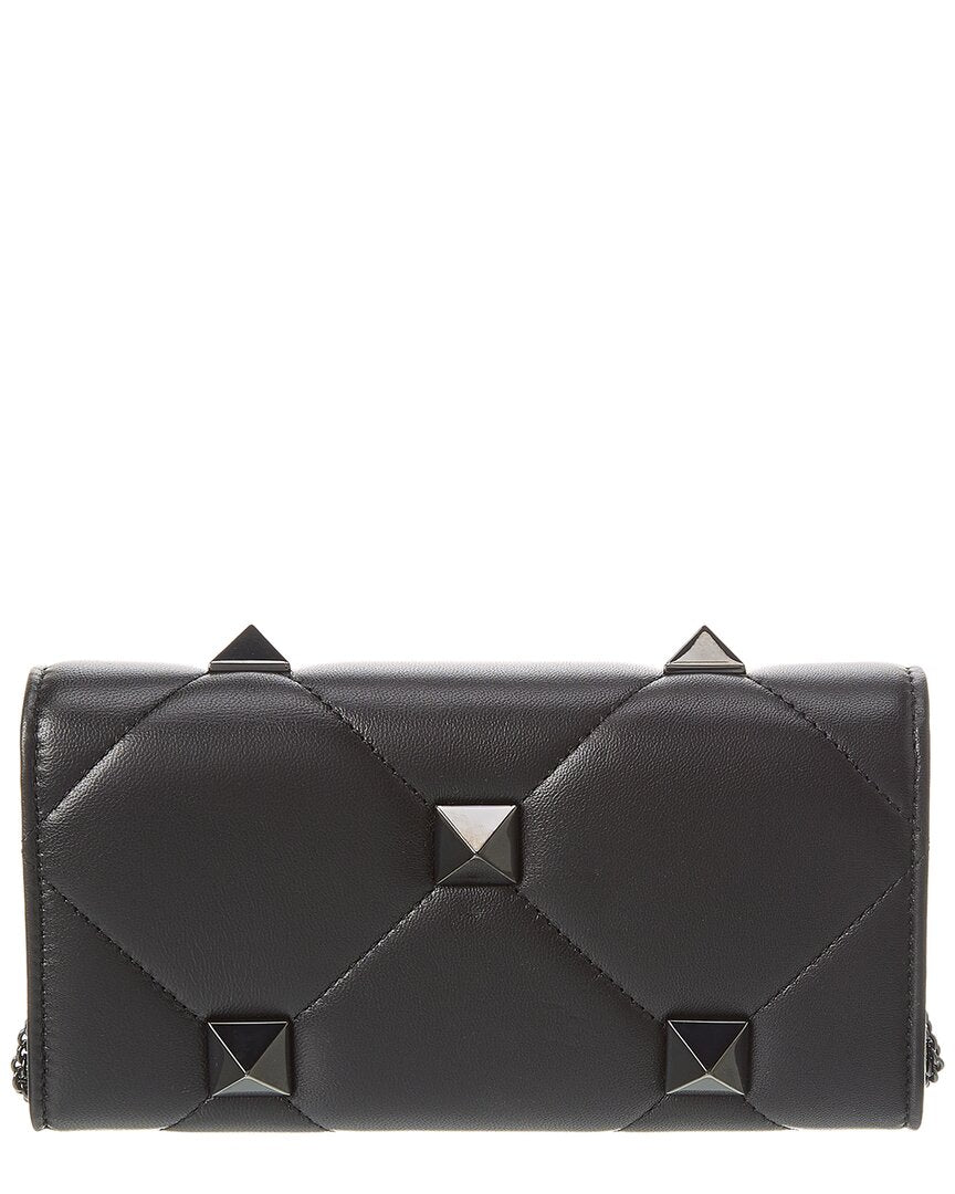 Valentino Roman Stud Leather Wallet On Chain