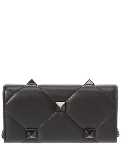 Valentino Roman Stud Leather Wallet On Chain