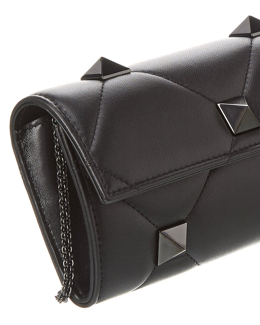 Valentino Roman Stud Leather Wallet On Chain