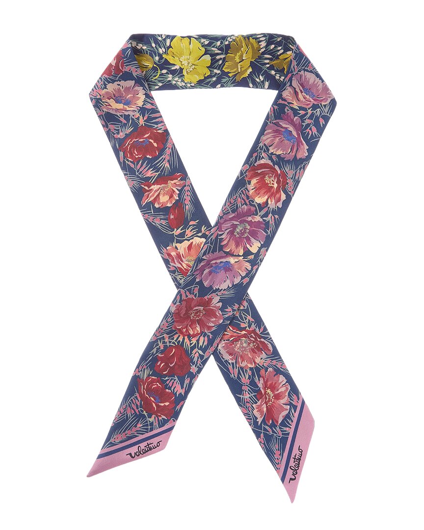 Valentino Apres L Hiver Poppies Silk Scarf