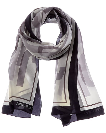 Jimmy Choo Logo Silk Scarf