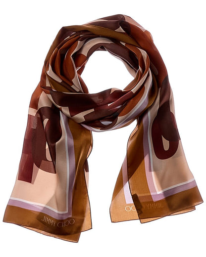 Jimmy Choo Logo Silk Scarf