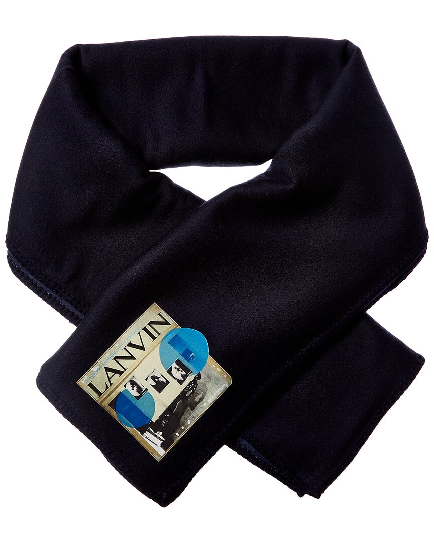 Lanvin Logo Wool & Silk-Blend Scarf Brown Multi