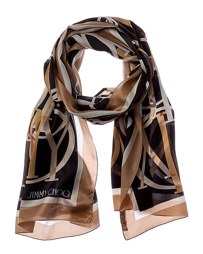 Jimmy Choo Logo Silk Scarf