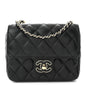 Lambskin Resin Quilted Mini Heart Square Flap Black