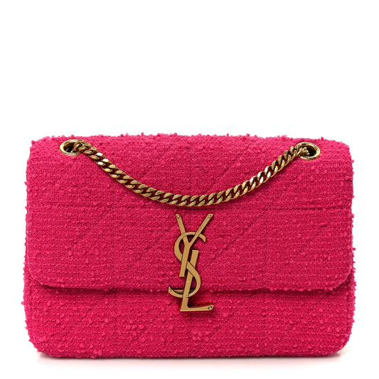 Boucle Tweed Patchwork Monogram Medium Jamie Baguette Magenta