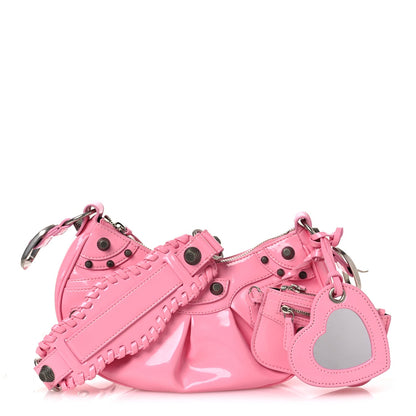 Patent Faux Leather Le Cagole Shoulder Bag XS Sweet Pink