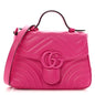 Calfskin Matelasse Monochrome Mini GG Marmont Top Handle Shoulder Bag Classic Fuxia
