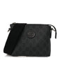 GG Supreme Monogram Azalea Calfskin Small Retro Interlocking G Wristlet Messenger Bag Black