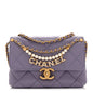 Shiny Lambskin Quilted Mini Pearl Logo Flap Light Purple