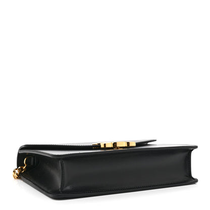 Shiny Calfskin Triomphe Margo Wallet on Chain Black