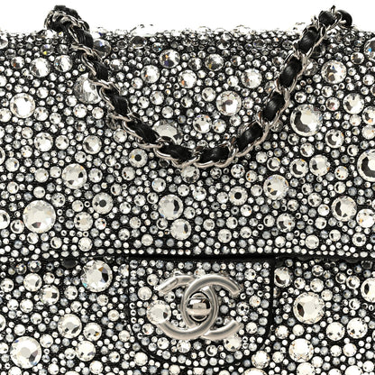 Satin Strass Mini Flap Silvery Black