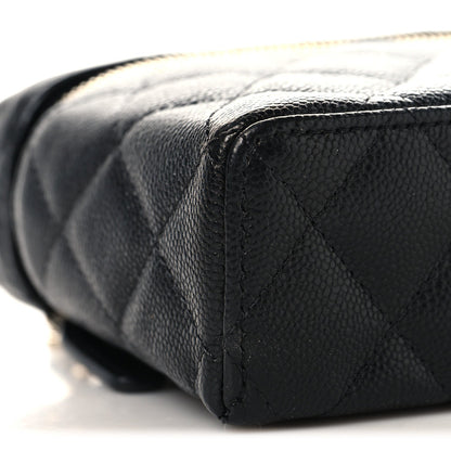 Caviar Quilted Top Handle Slim Vanity With Chain Black