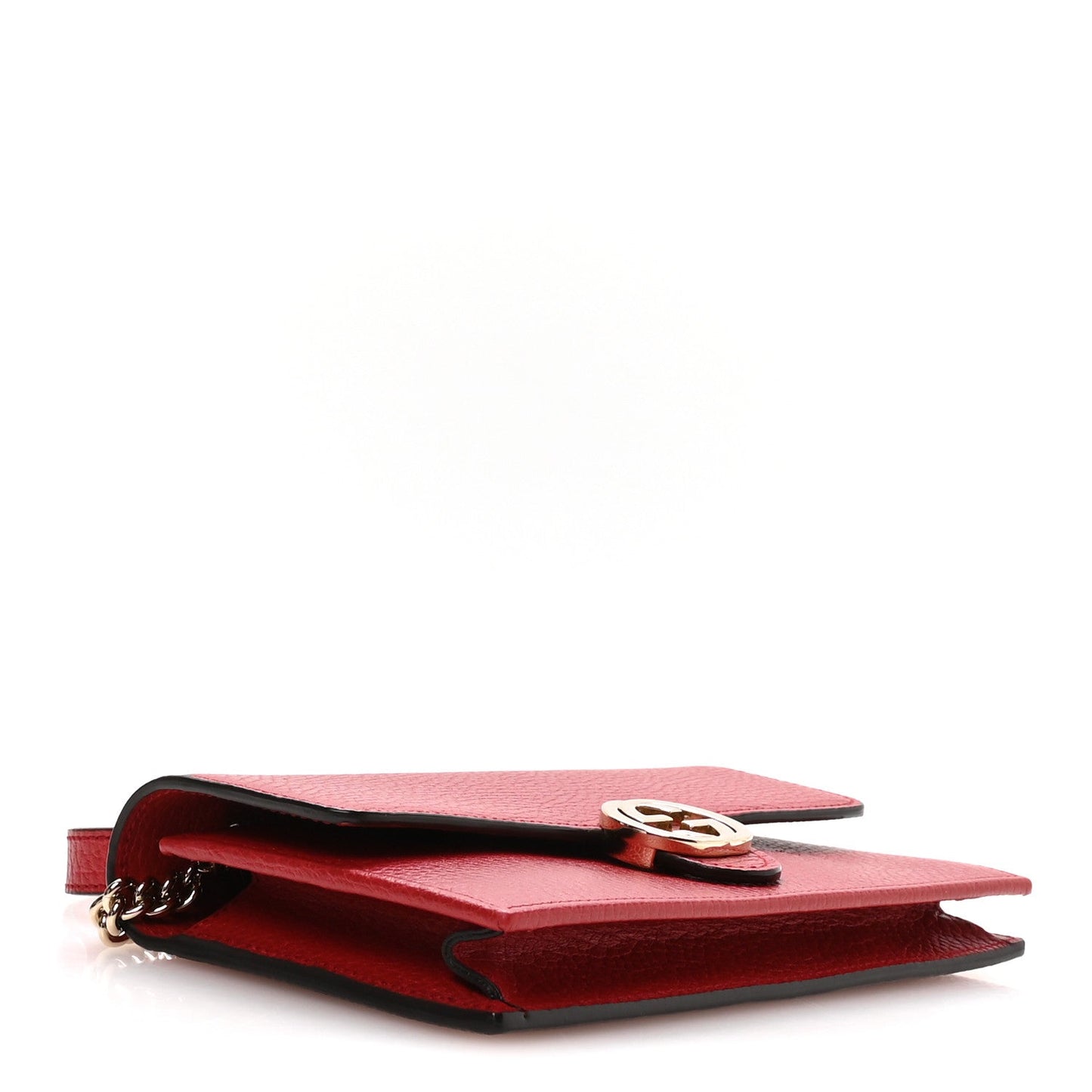 Dollar Calfskin Interlocking G Chain Wallet Red
