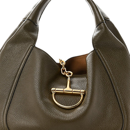 Grained Calfskin Softbit Maxi Shoulder Bag Forest Green