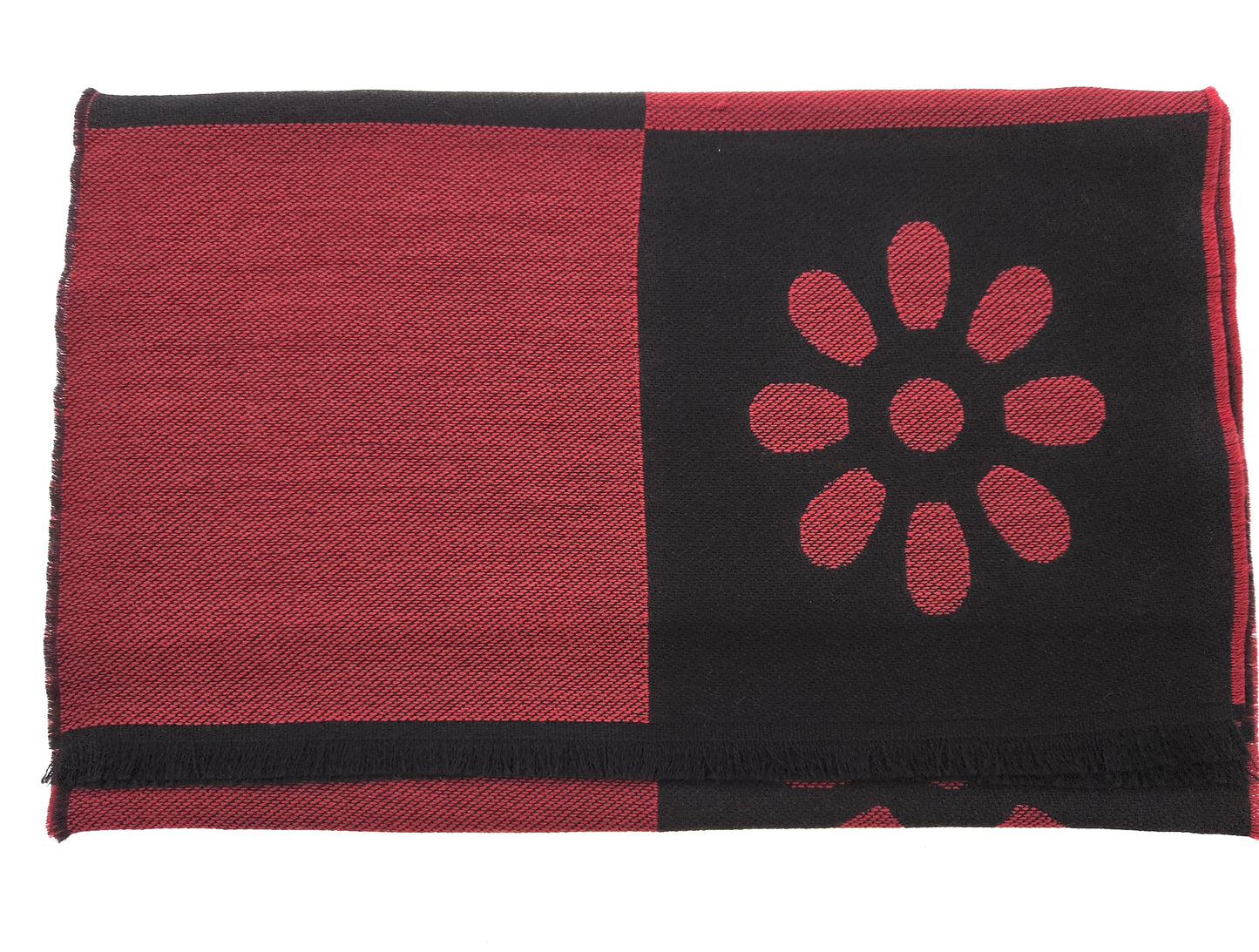 Lanvin Soft Luxurious 100% Wool Red Fringe Scarf