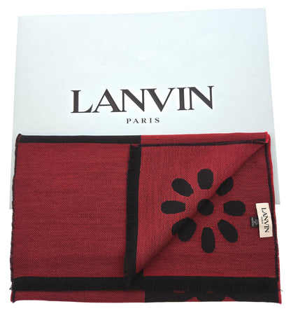 Lanvin Soft Luxurious 100% Wool Red Fringe Scarf
