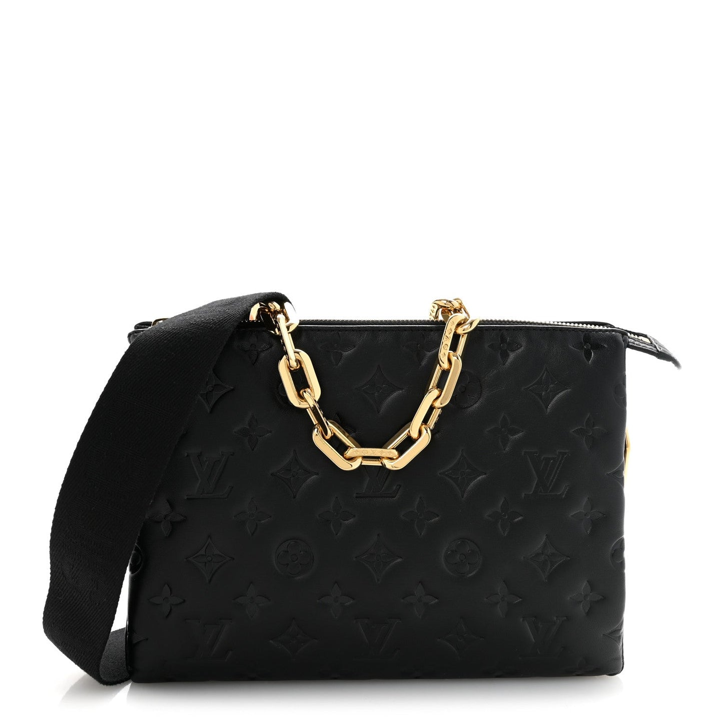 Lambskin Embossed Monogram Coussin PM Black