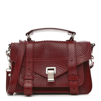 Lambskin Perforated Tiny PS1 Satchel Burgundy