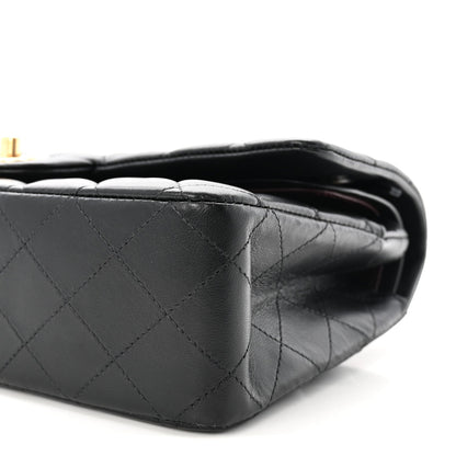 Lambskin Quilted Medium Double Flap Black
