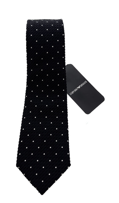 Emporio Armani Black Dotted Men's Tie, 3"