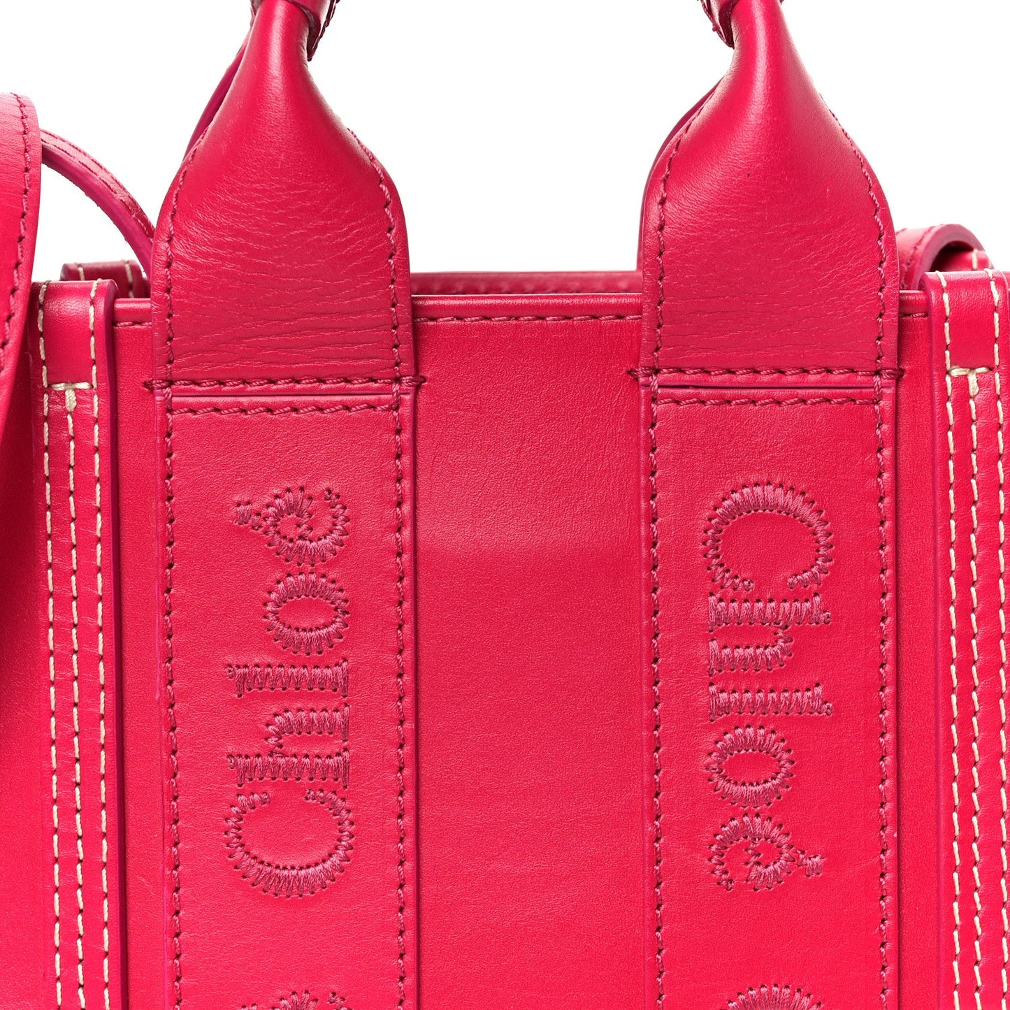 Calfskin Mini Woody Ribbon Tote Fizzy Pink