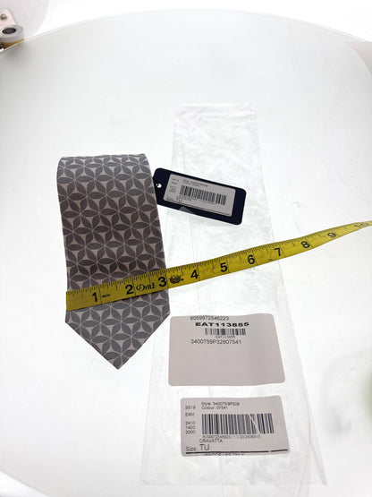 Emporio Armani Mens Grey White Floral Tie – Made in Italy