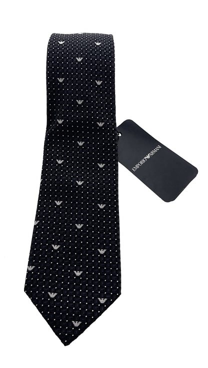 Emporio Armani Iron Grey Armani Logo dotted Men's Tie, 3"