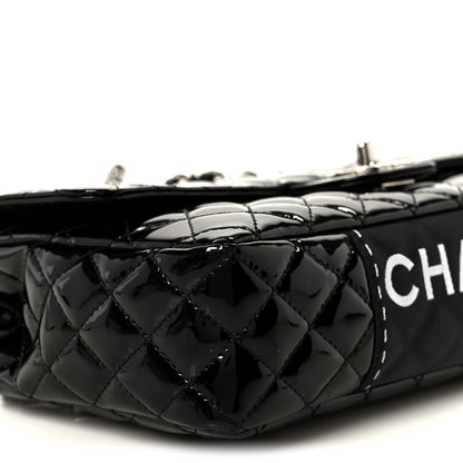 Patent Quilted Secret Label Medium Flap Black