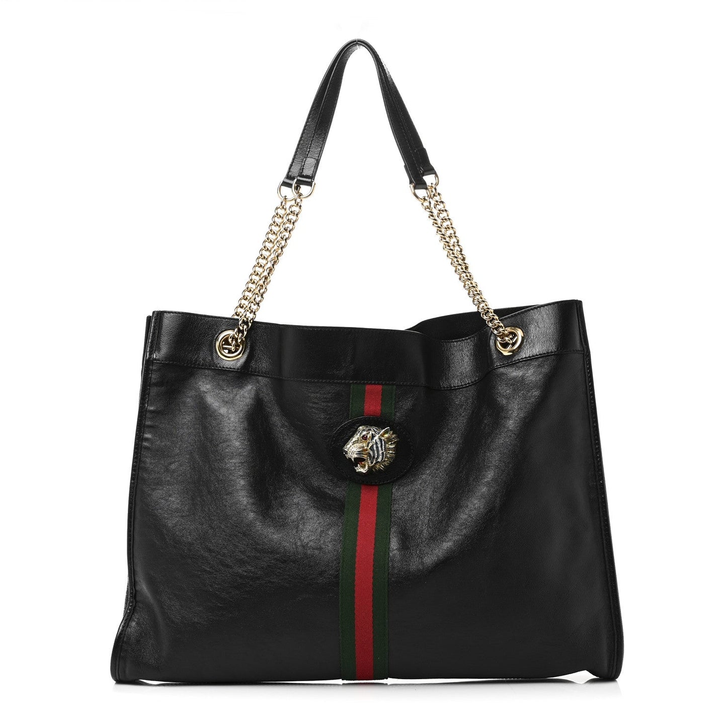 Calfskin Large Rajah Chain Tote Black