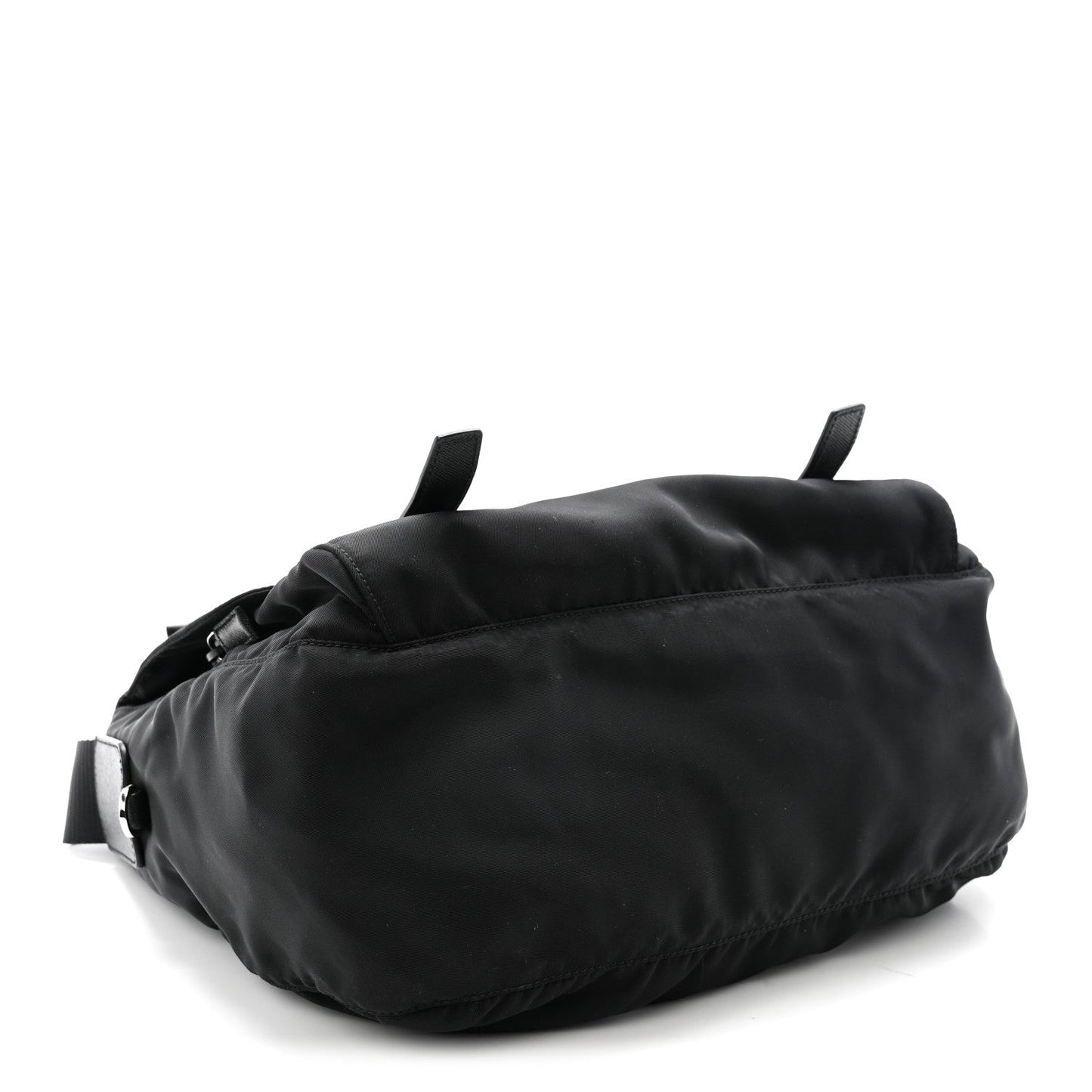 Tessuto Nylon Saffiano Double Buckle Messenger Shoulder Bag Black