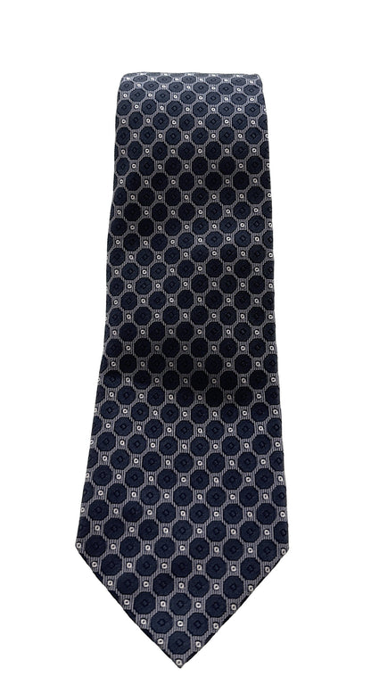 Emporio Armani Men’s Smokey Blue Dotted Silk Necktie, 3"