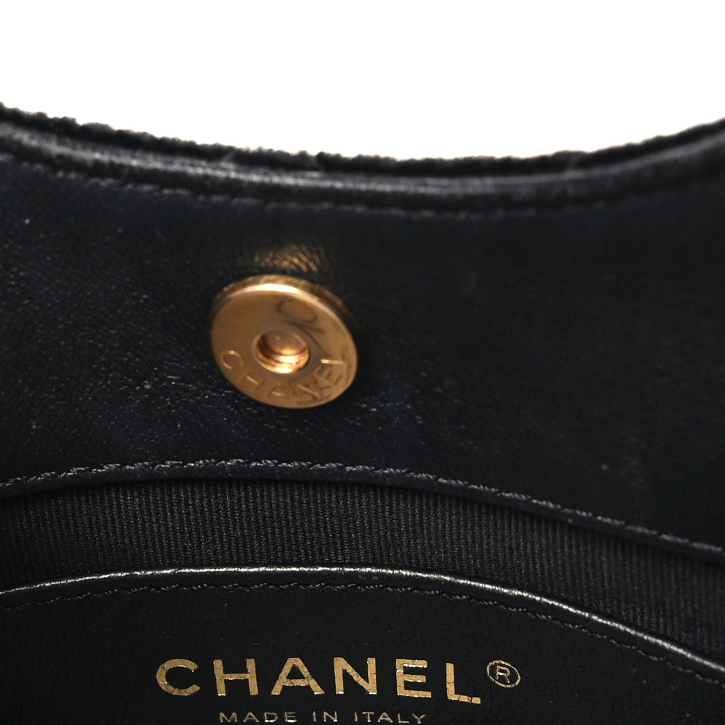 Velvet Quilted Small Wavy CC Hobo Black