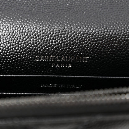 Grain De Poudre Matelasse Chevron Monogram Monochrome Envelope Chain Wallet Black