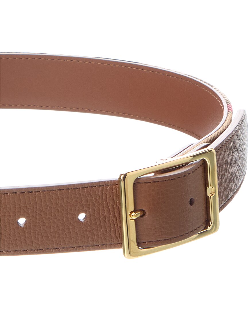 Burberry Check Canvas & Leather Belt