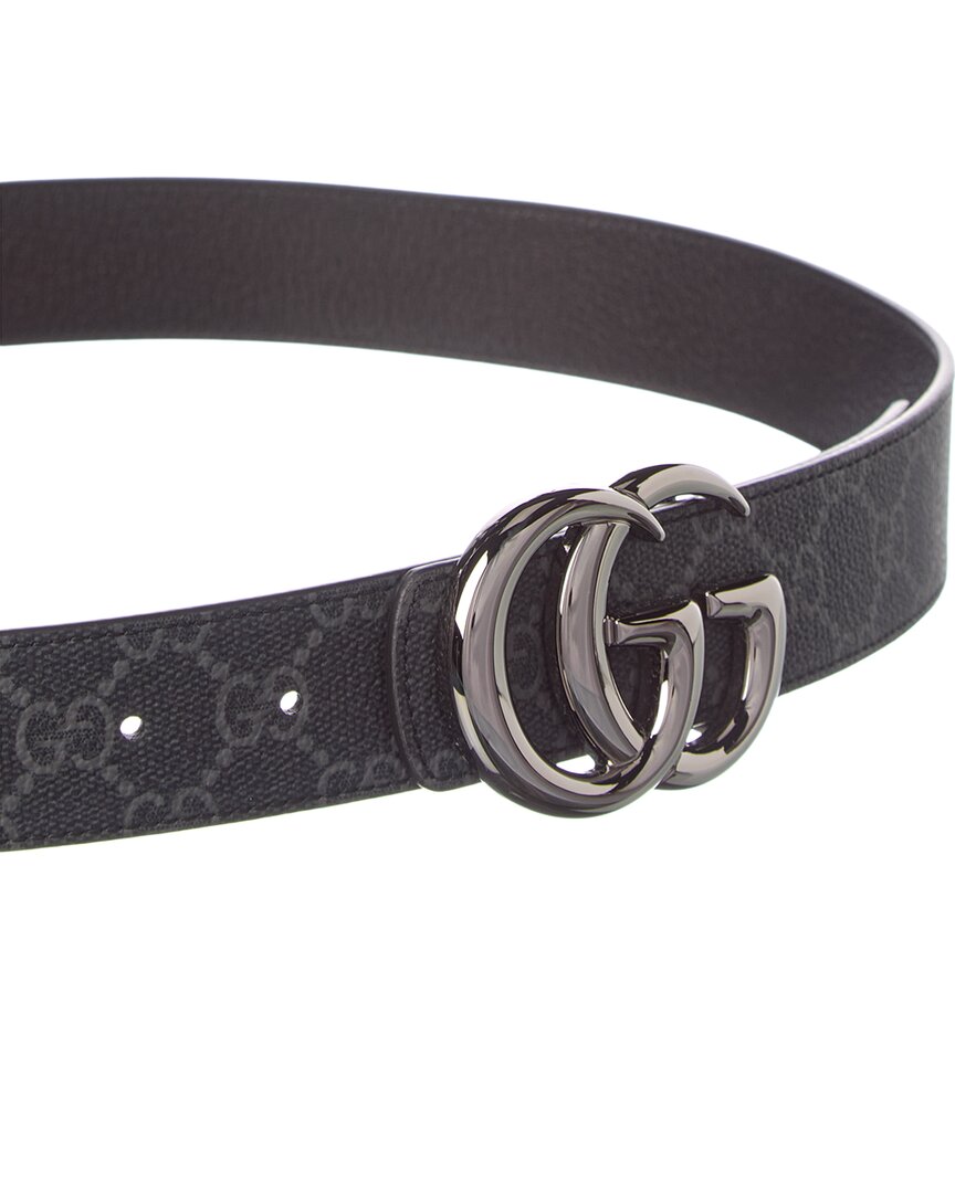 Gucci Gg Marmont Reversible Gg Coated Fabric & Leather Belt