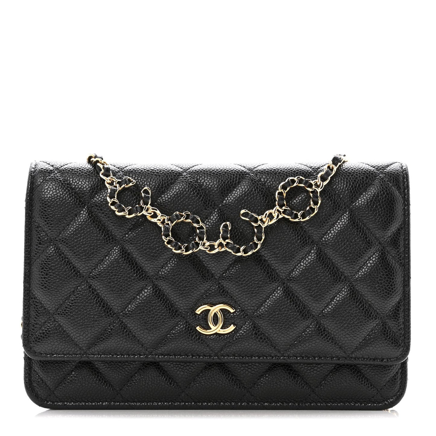 Caviar Quilted Miss Coco Wallet On Chain WOC Black
