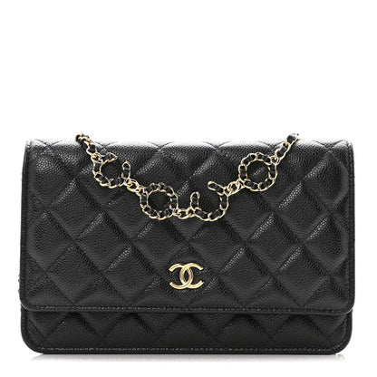 Caviar Quilted Miss Coco Wallet On Chain WOC Black