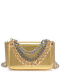 Tiffany & Fred Paris Chain Leather Messenger Bag Gold ONE SIZE