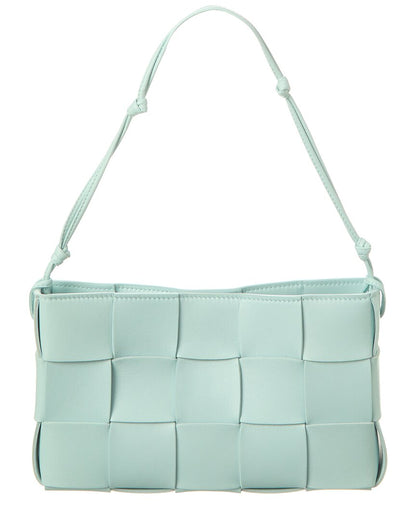 Bottega Veneta Cassette Mini Intreccio Leather Shoulder Bag Blue ONE SIZE